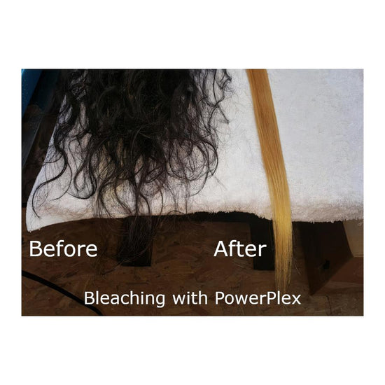 Before and after results of bleaching with PowerPlex leading to improved color, shine, and smoothness